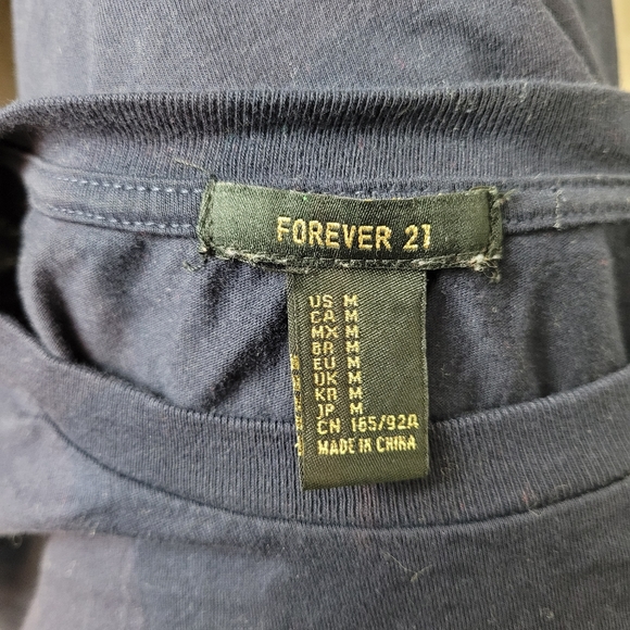 FOREVER 21 Top Cropped Crew Neck Ribbon Tie Size Medium - Picture 6 of 7
